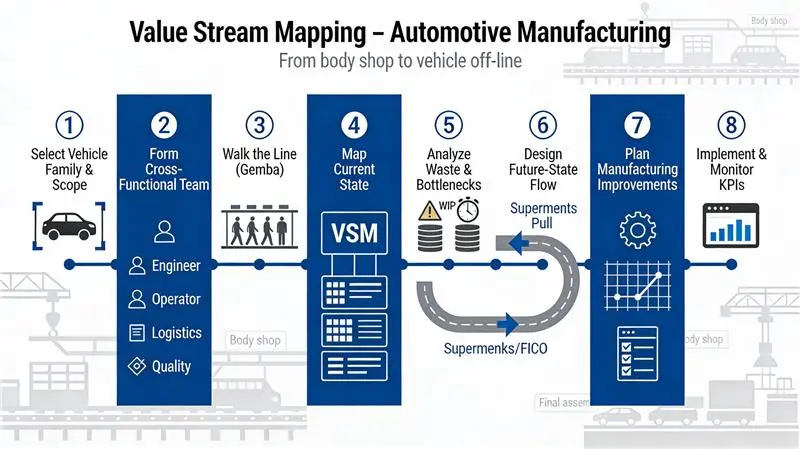 8-Step Value Stream Mapping Process for Automotive Manufacturing