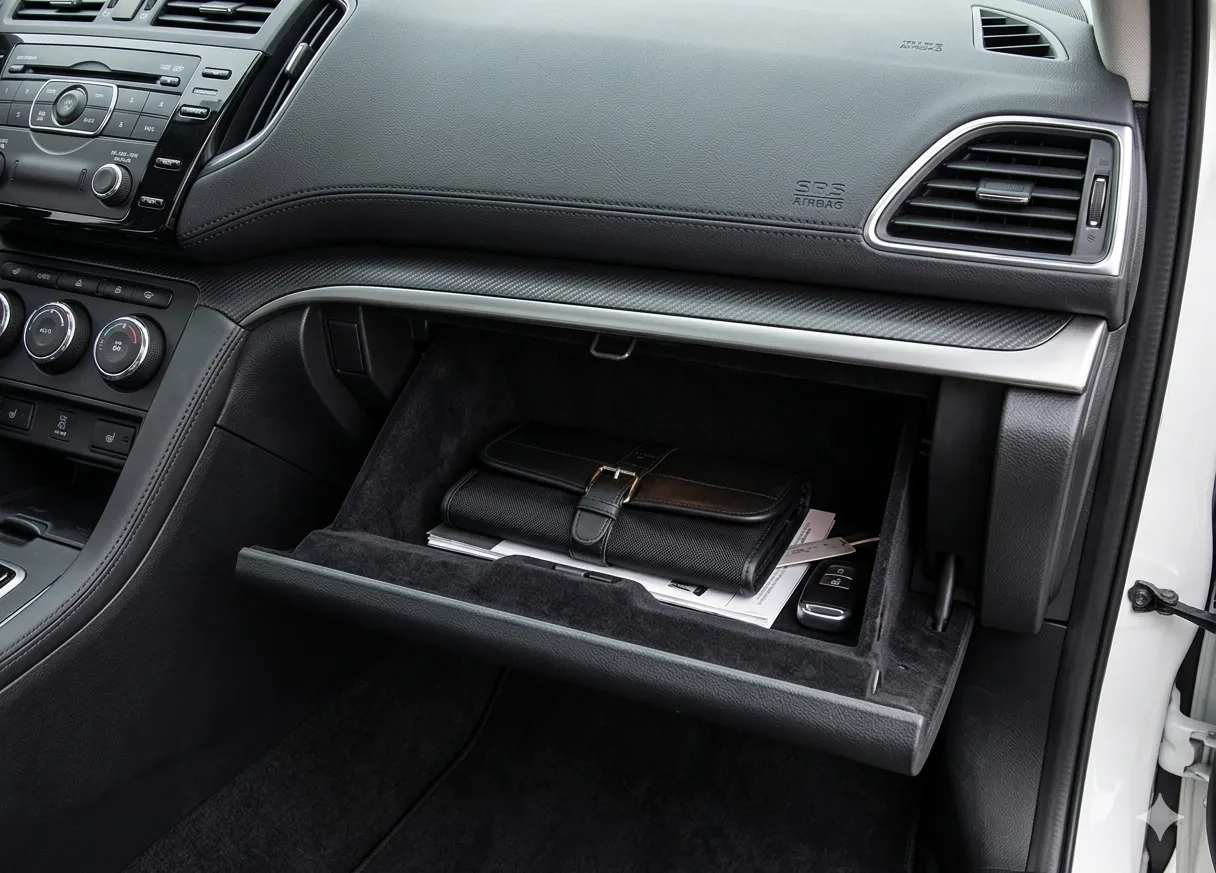 Glove Box Storage System automotive project by MG Techworks featuring Advanced glove box design with integrated cooling vents, soft-close dampers, and secure locking mechanisms.