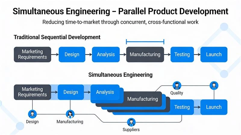 Integrated product development lifecycle showing SE implementation across automotive and industrial sectors