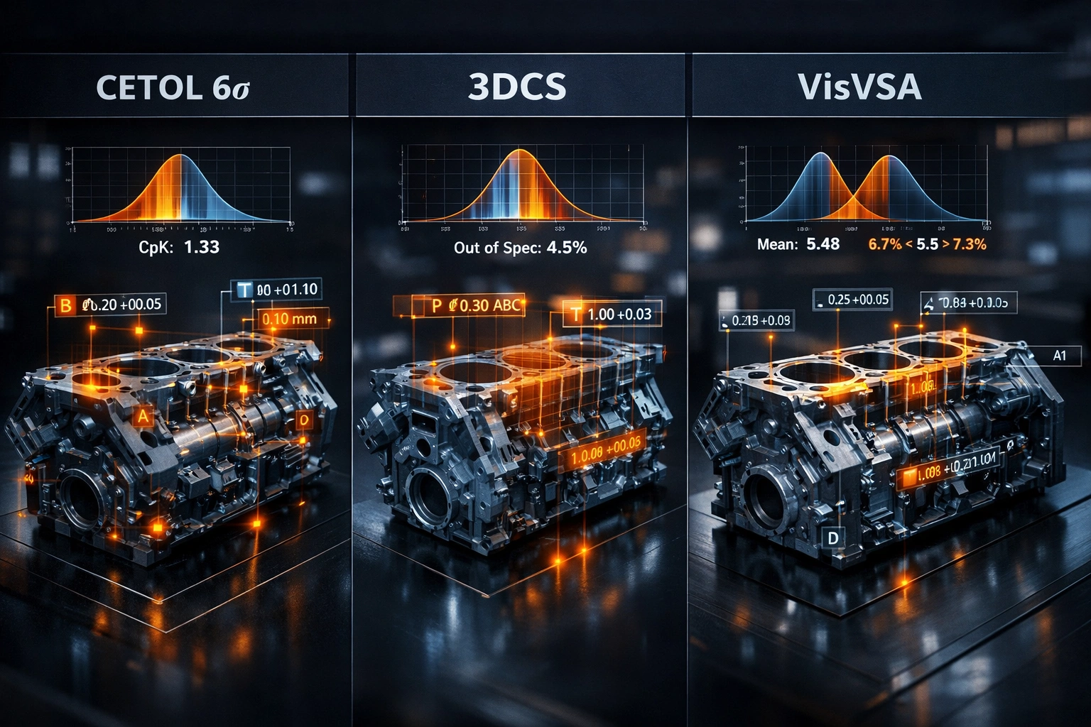 Top Tolerance Analysis Tools Compared: CETOL 6σ vs. 3DCS vs. VisVSA